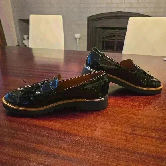 Franco Sarto Carolyn Tassel Loafer Womens Black Patent Leather Size 9 - Picture 4 of 10